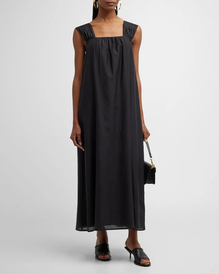 Rossetti Pleated Cotton-Silk Maxi Tank Dress