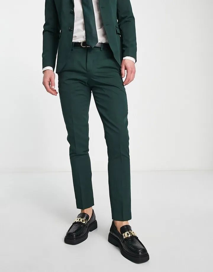 Jack & Jones Premium super slim suit pants in dark green
