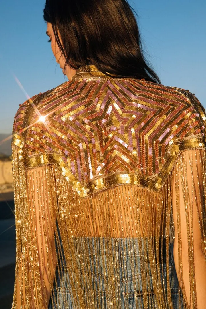 Nasty Gal Womens Star Tassel Beaded Cape