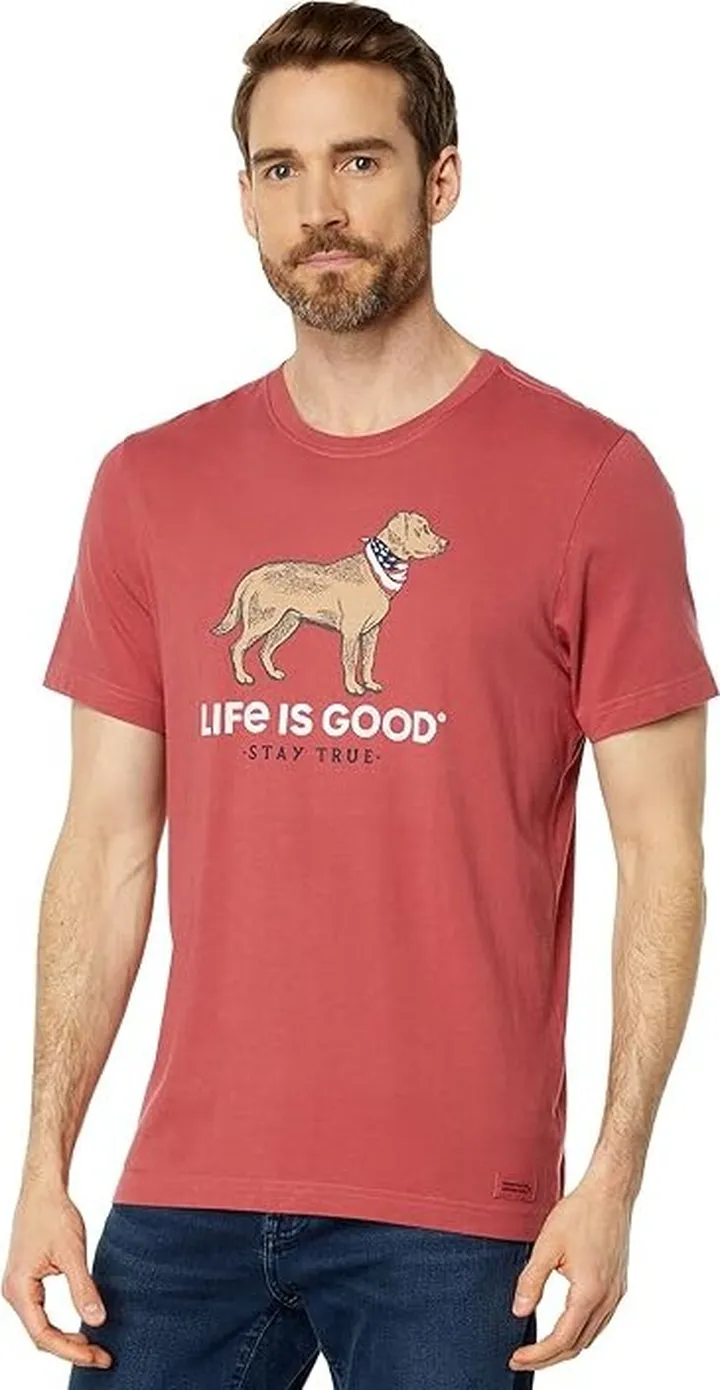 Life is Good Stay True Dog Crusher Tee (Faded Red) Men's Clothing