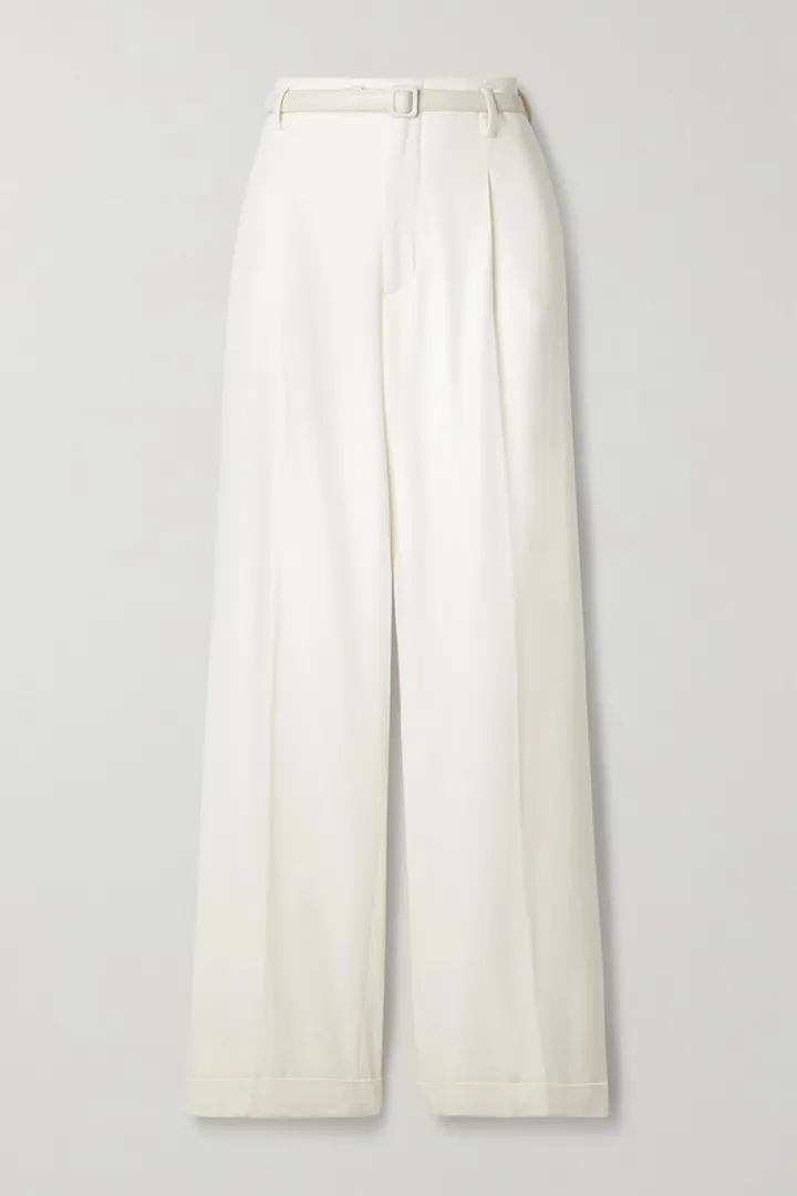 Ralph Lauren Collection - Stamford Belted Wool-blend Twill Straight-leg Pants - Cream