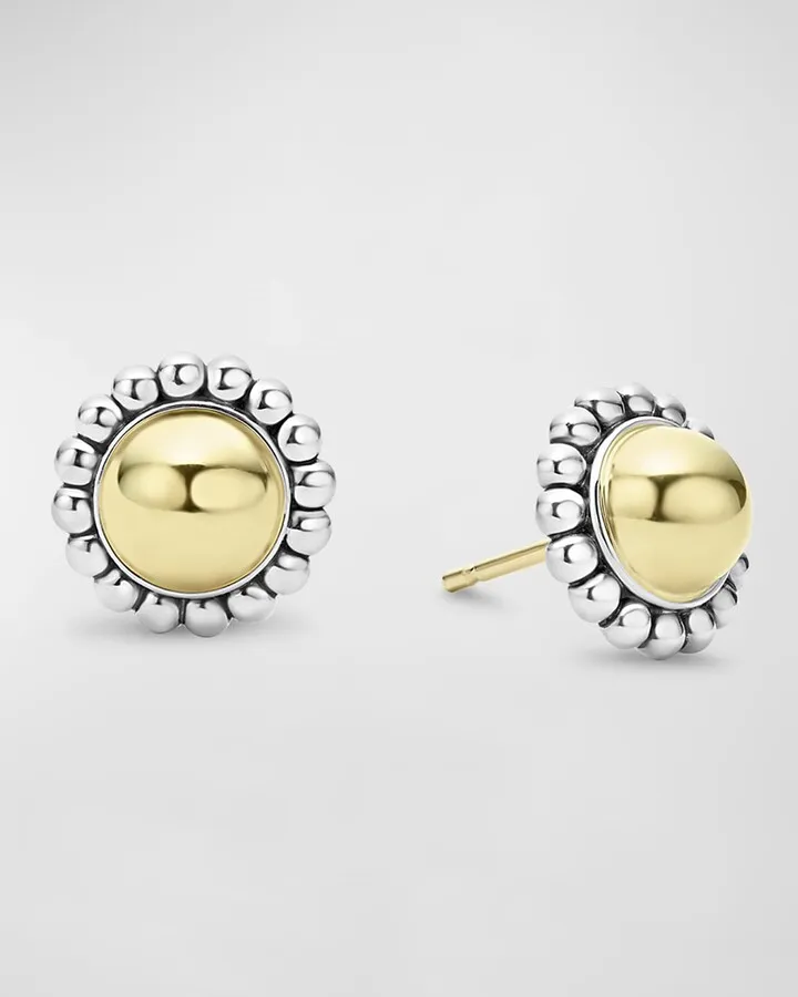 High Bar Two-Tone Round 12mm Stud Earrings