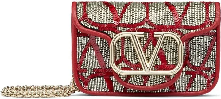 VLogo Signature bead-embellished mini bag
