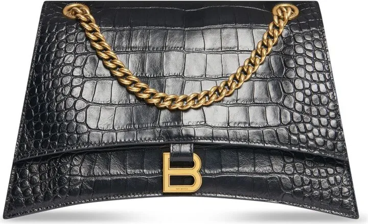 Crush crocodile-effect shoulder bag