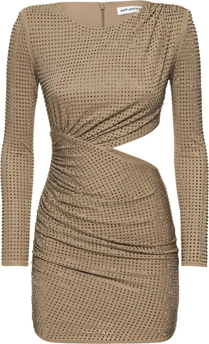 Embellished viscose mini dress
