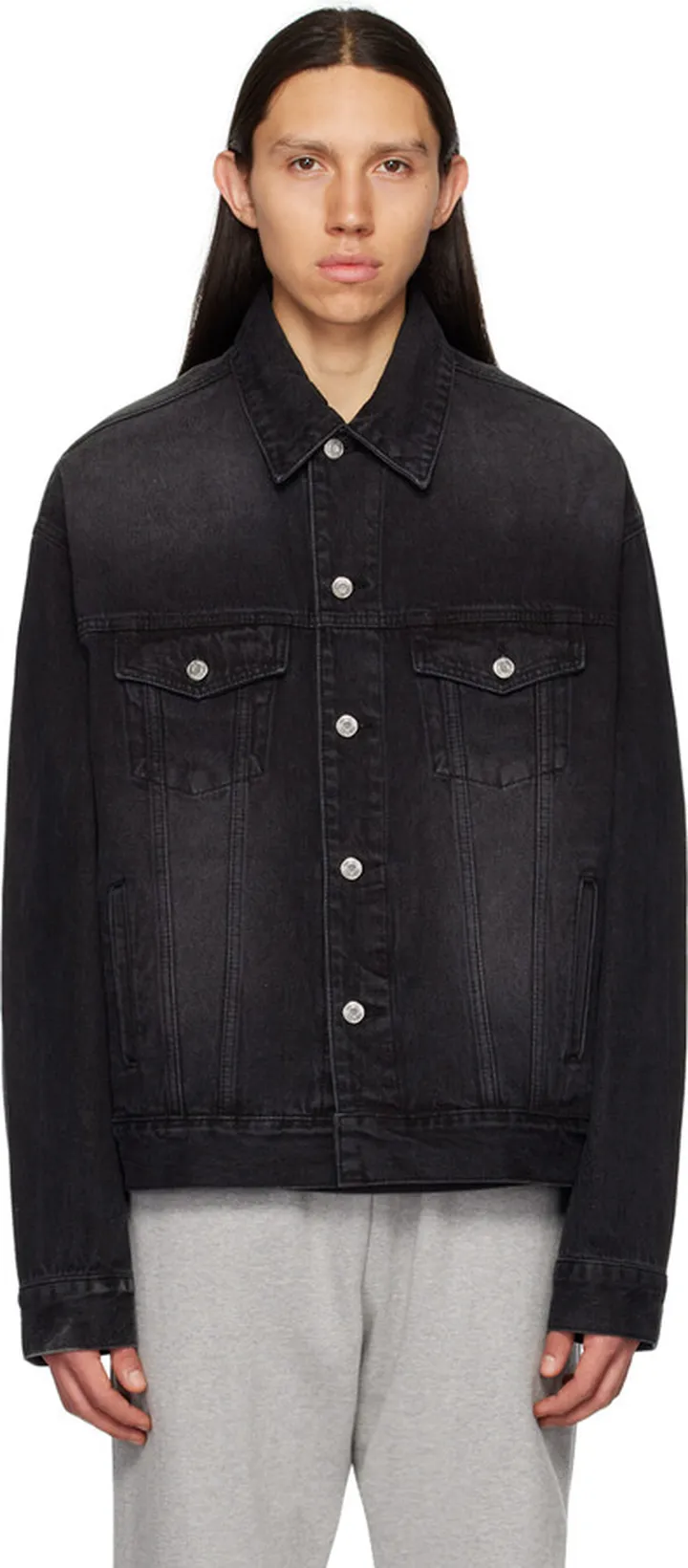 We11done Black Love Denim Jacket