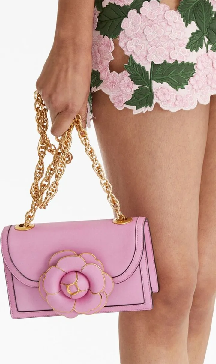 Tro rose-detail leather bag