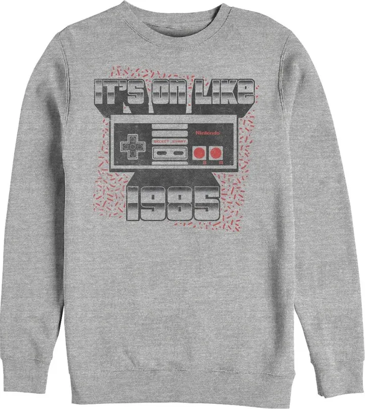 Men's Nintendo NES Controller on Like 1985 Sweatshirt - Athletic Heather - 3X Large