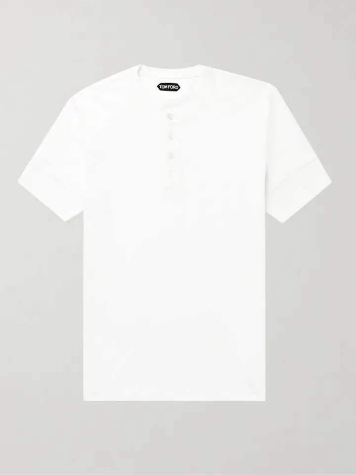 Slim-Fit Cotton-Jersey Henley T-Shirt