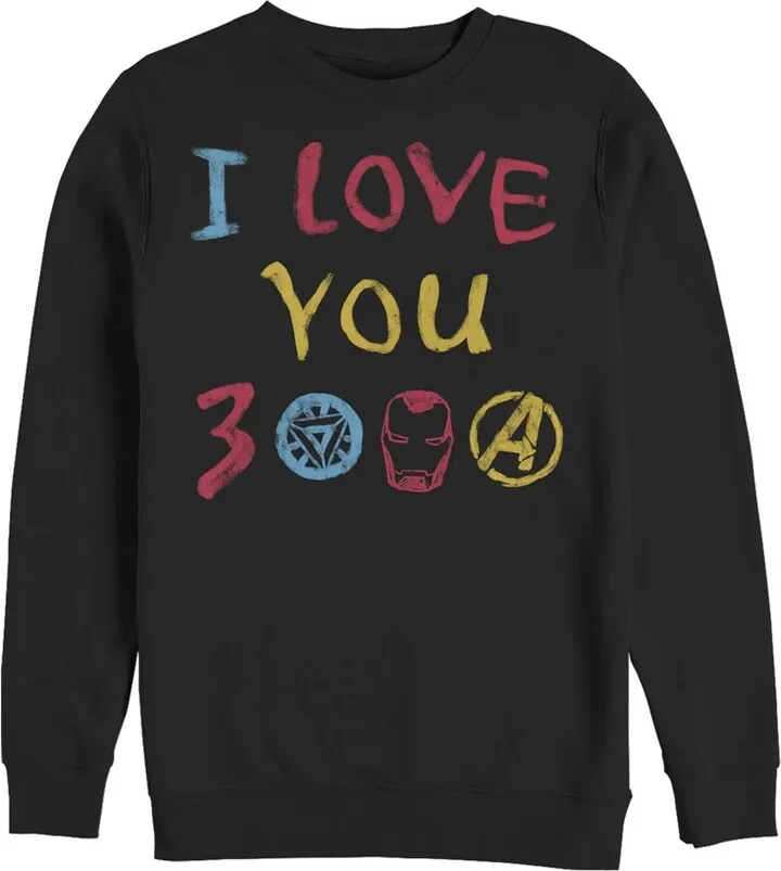 Men's Marvel Love You 3000 Crayon Print Sweatshirt - Black - 3X Large