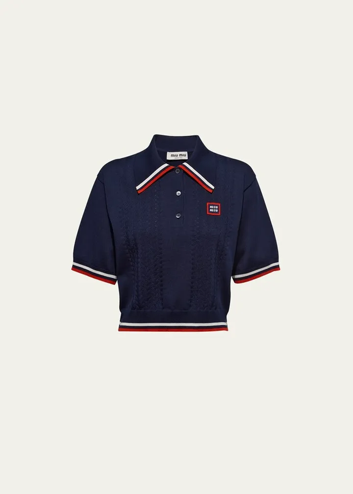 Stripe Crop Polo Shirt