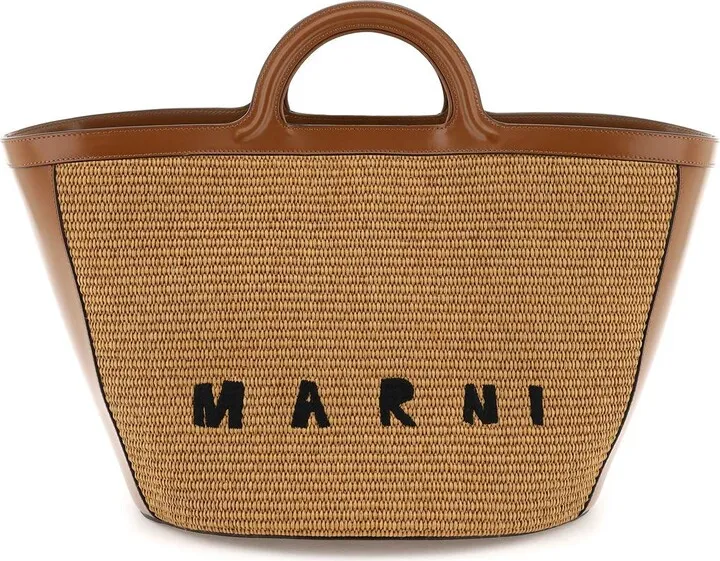 Tropicalia Leather And Raffia Tote Bag