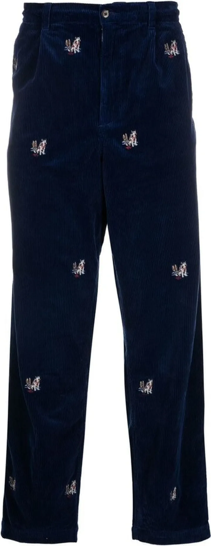 Embroidered Straight-Leg Trousers