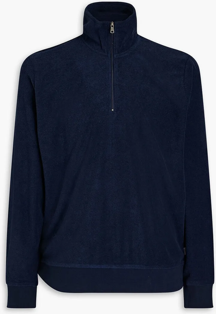 Cotton-blend terry half-zip sweatshirt