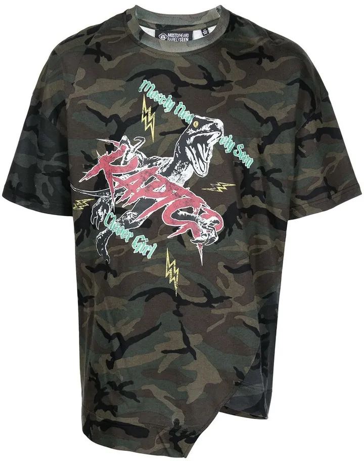 asymmetric graphic-print T-shirt