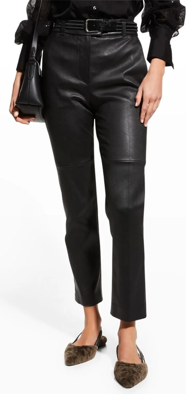 Napa Leather Skinny-Leg Trousers