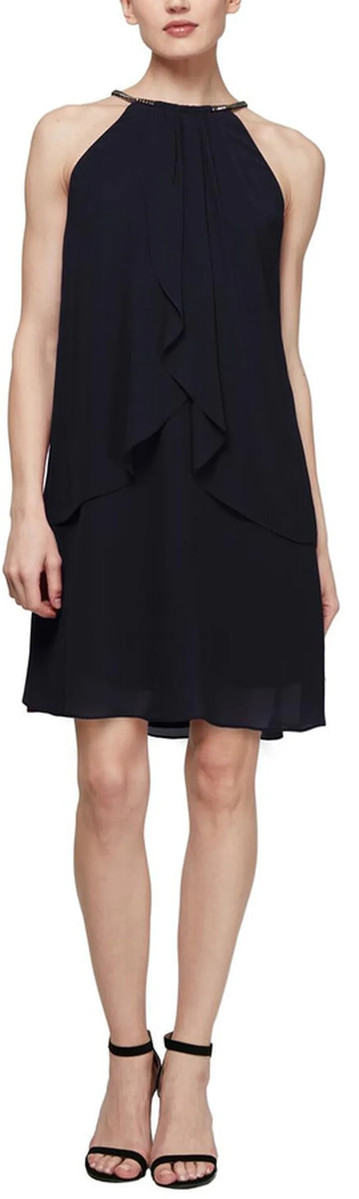 Short Halter Beaded Neck Dress
