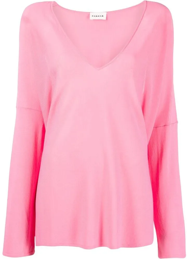 fine-knit V-neck jumper