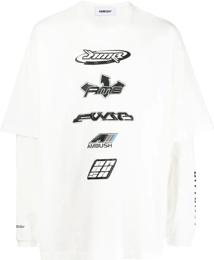 logo-print layered T-shirt