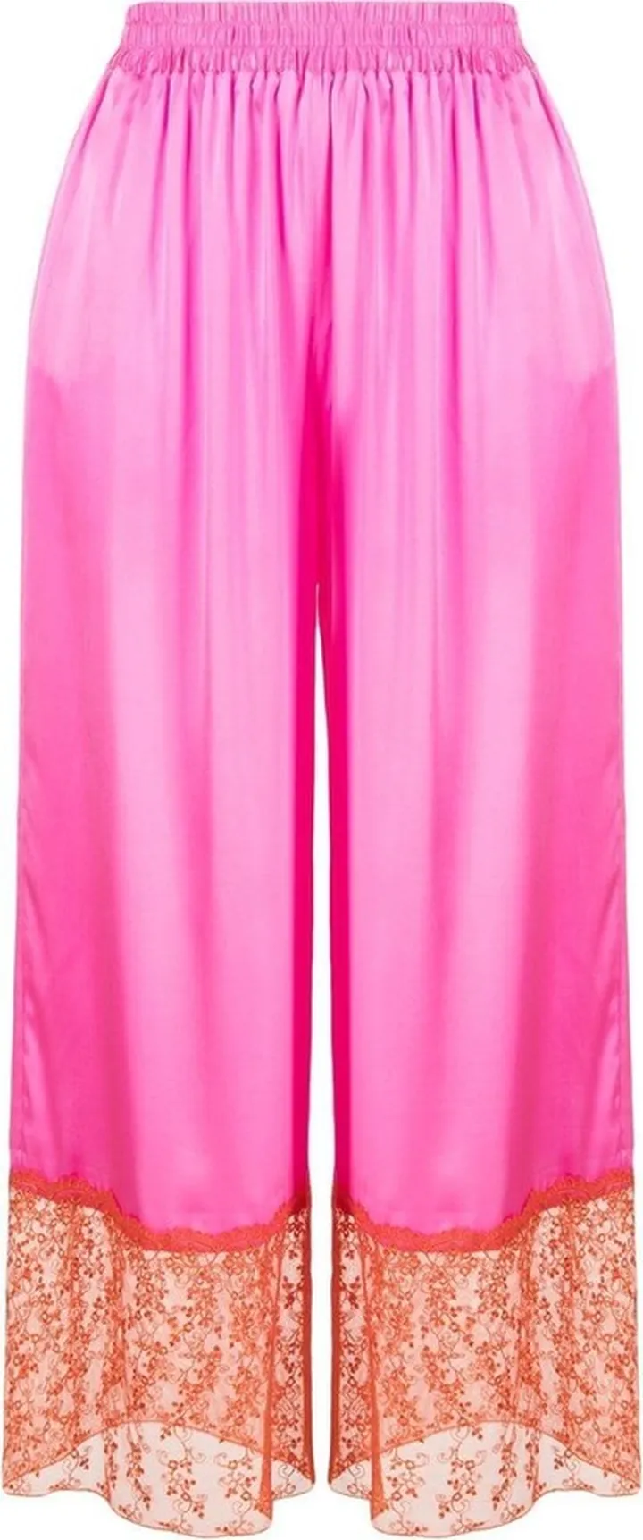 Lace-Trim Cropped Culotte Trousers