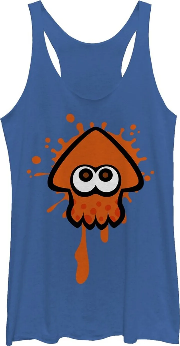Women's Nintendo Splatoon Orange Inkling Squid Racerback Tank Top - Royal Blue Heather - Small