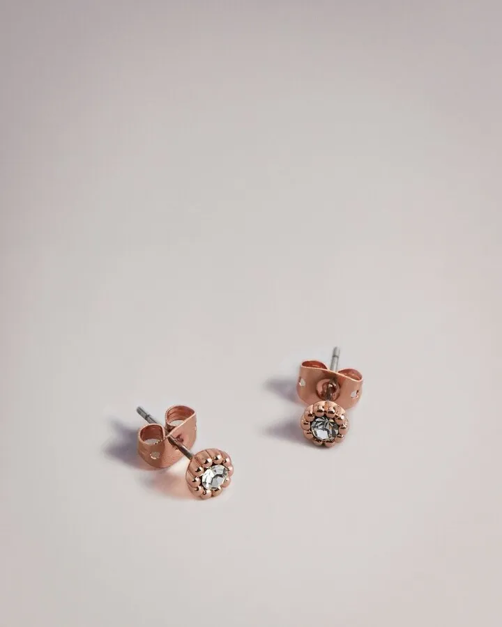 Crystal Nano Stud Earring in Rose Gold Color
