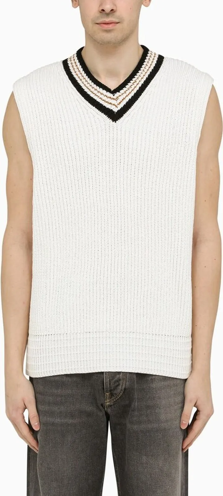Cotton Knit Papyrus Waistcoat