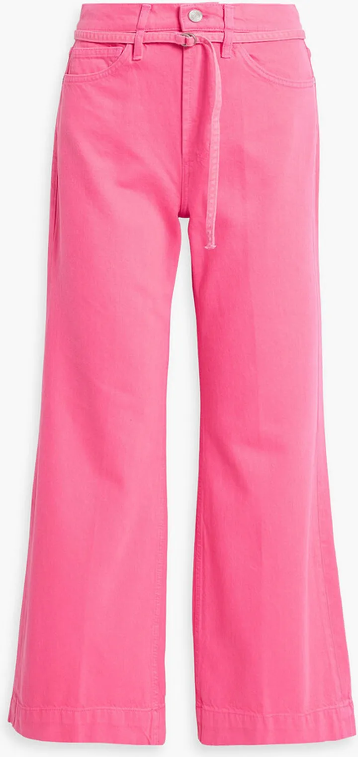Belted high-rise wide-leg jeans