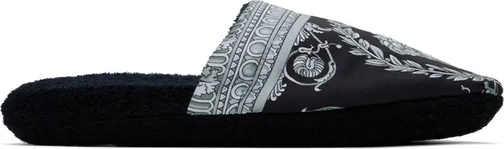 Versace Underwear Black Baroque Slippers