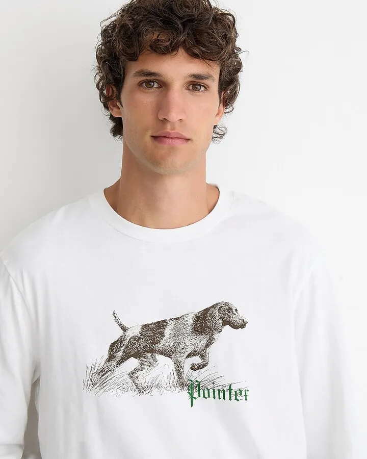 Long-sleeve made-in-the-USA pointer graphic T-shirt