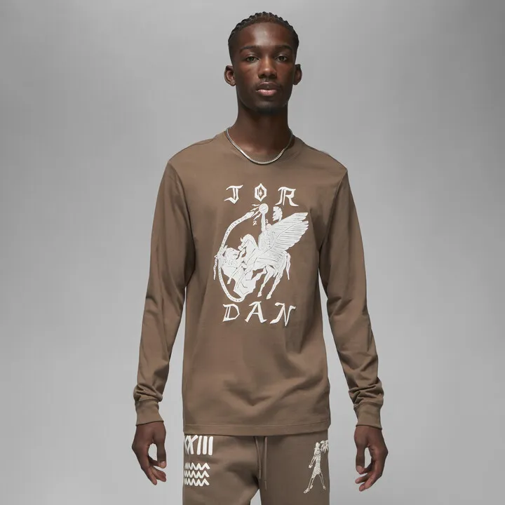 Men's Jordan Artist Series by Umar Rashid Long-Sleeve T-Shirt in Brown