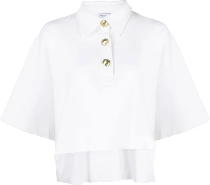 Cropped Short-Sleeve Polo Top