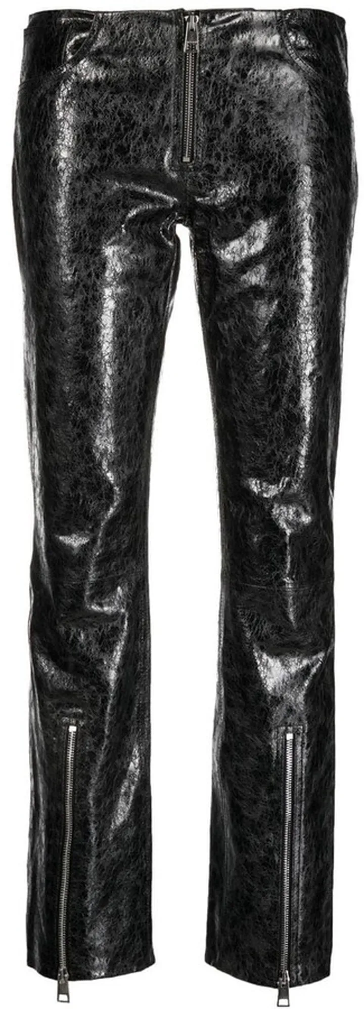 Distressed-Effect Leather Trousers