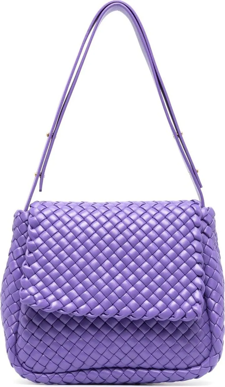 Purple Cobble Leather Shoulder Bag