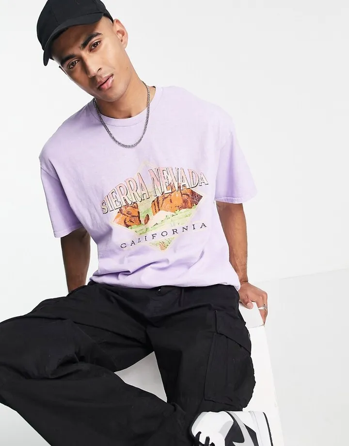 New Look nevada printed t-shirt in purple
