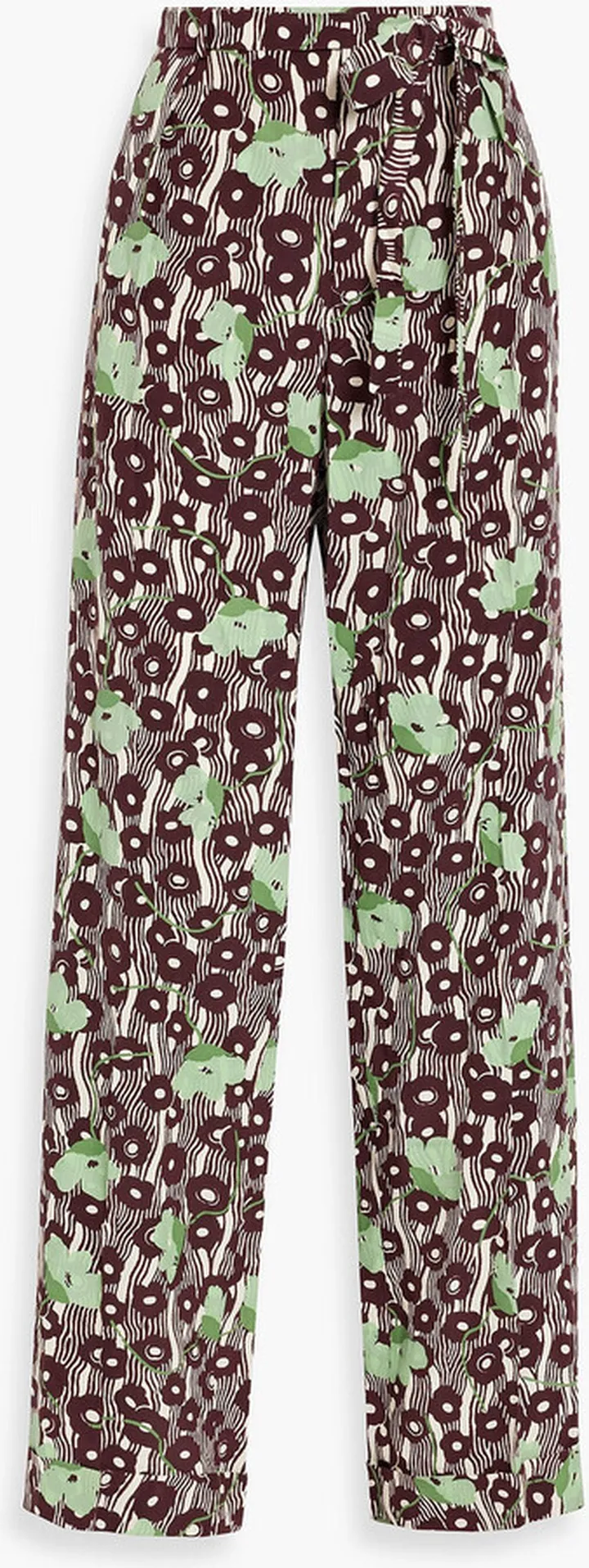 Printed silk crepe de chine wide-leg pants