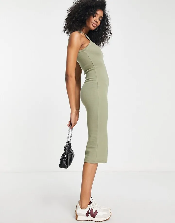 Dr denim Opal midi body-conscious dress in sage