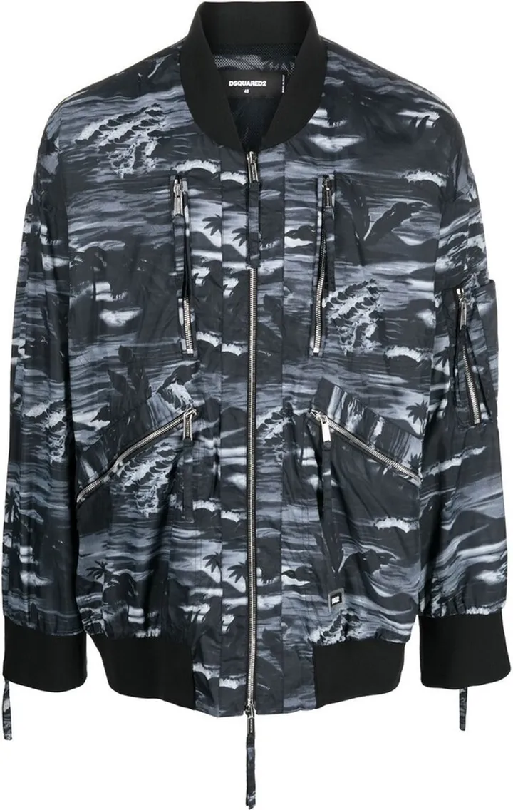 Graphic-Print Bomber Jacket