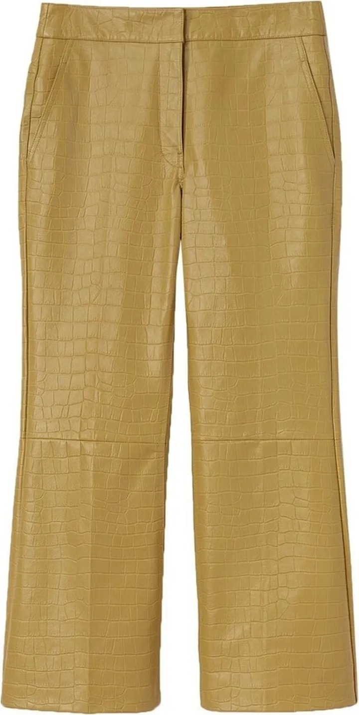 Embossed Crocodile-Effect Cropped Trousers