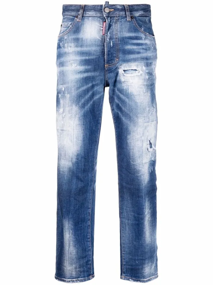 Distressed-Effect Denim Jeans