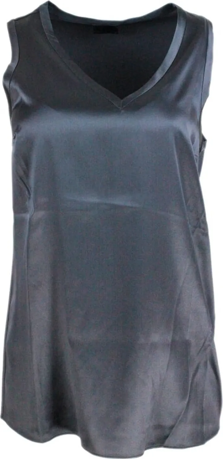 Sleeveless V-neck Silk Top