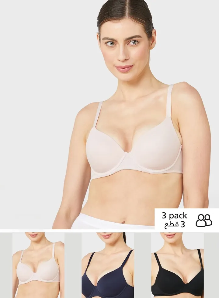3 Pack Wired Full Cup T-Shirt Bra