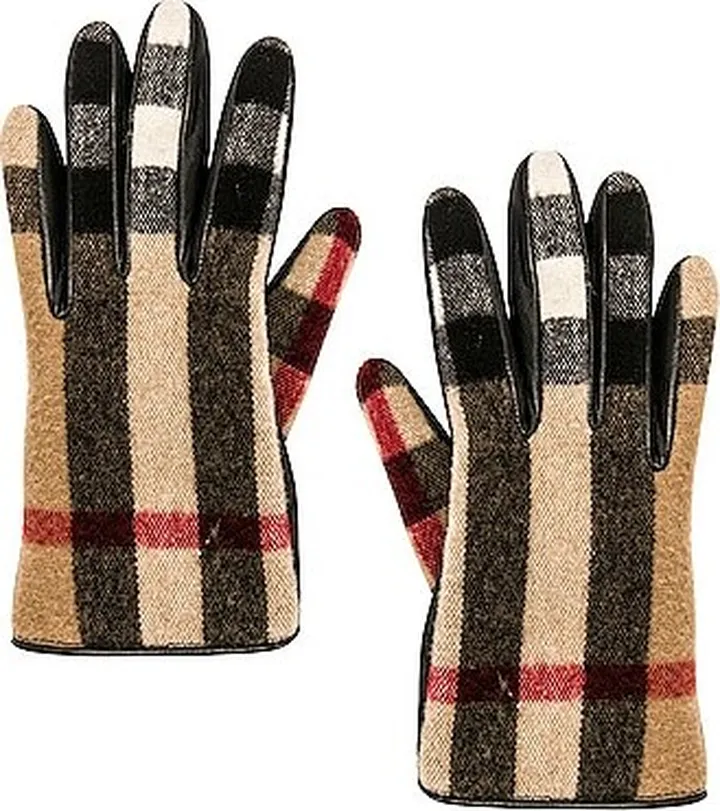 Burberry Victoria 3C Check Wool Gloves in Brown