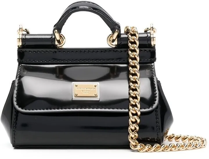 Logo-Plaque Patent-Leather Mini Bag