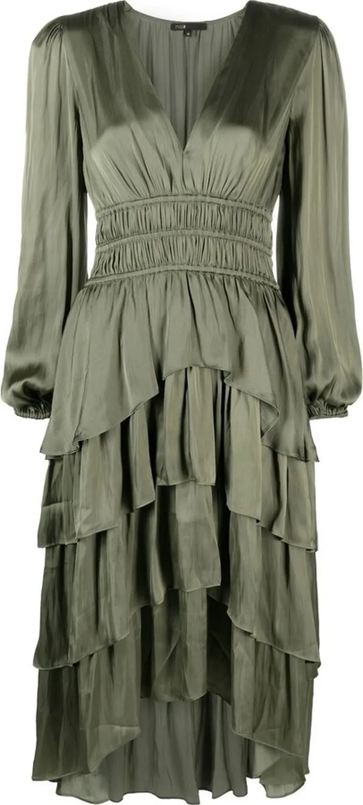 Ria smocked-waist tiered midi dress