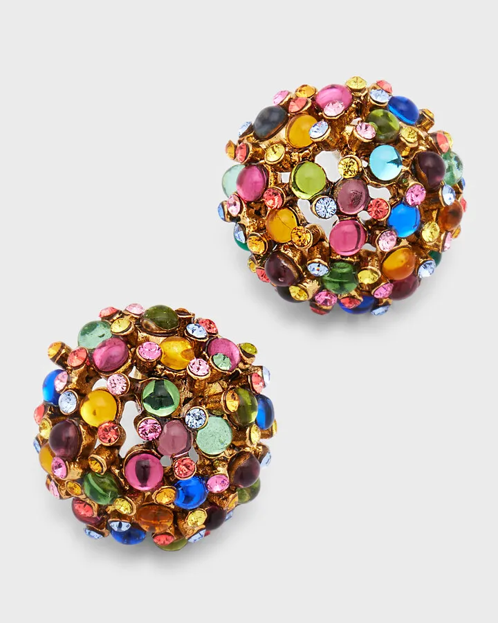 Mini Cabachon Crystal Dome Earrings