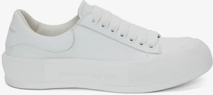 Women's Deck Lace Up Plimsoll In Optic White