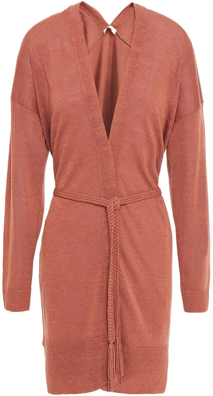 Belted linen-blend cardigan