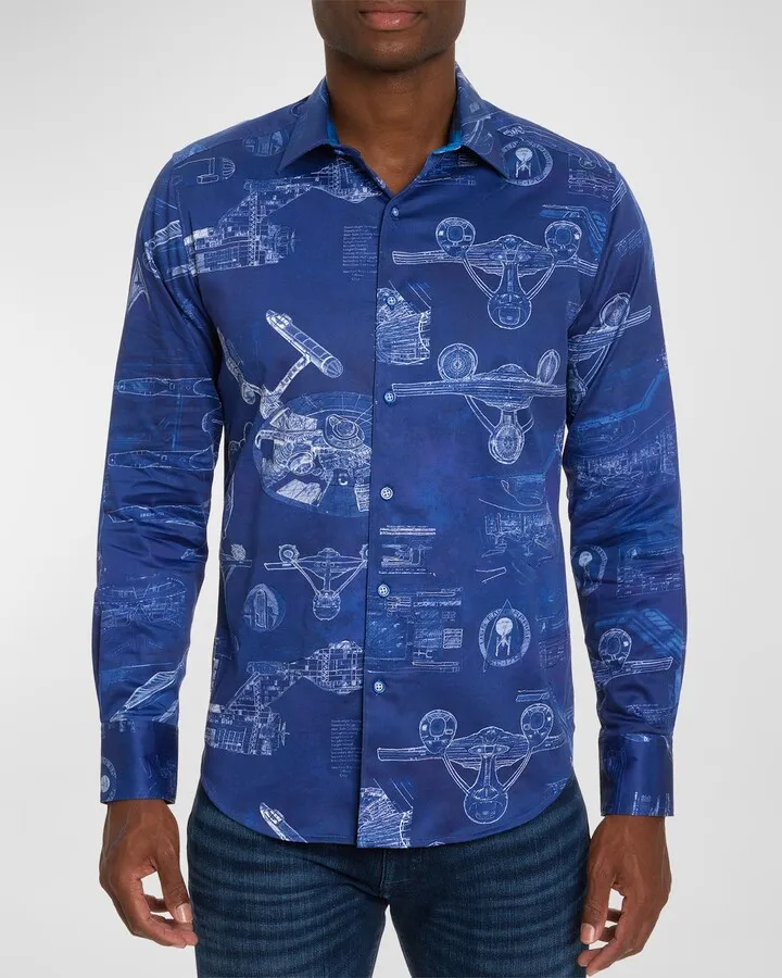 x Star Trek Men's Blueprint Cotton-Stretch Sport Shirt
