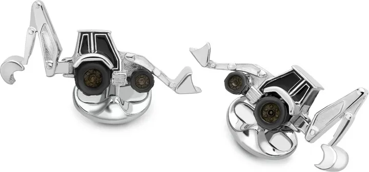 Deakin & Francis - Deakin & Francis Sterling Silver Enamel Digger Cufflinks